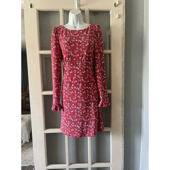 Free People Say Hello Boho Red Floral  Mini Dress - Picture 5 of 12